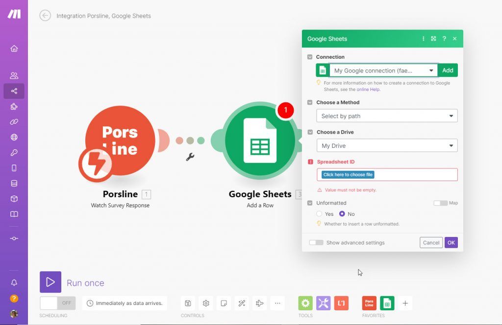 porsline vs google sheets